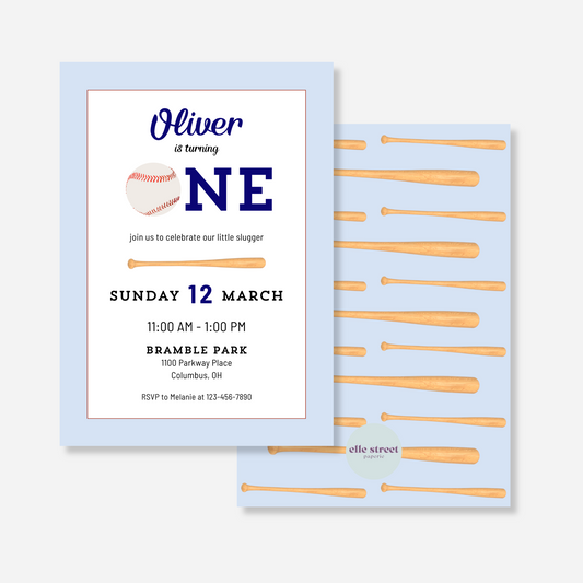 Baseball First Birthday Invitation