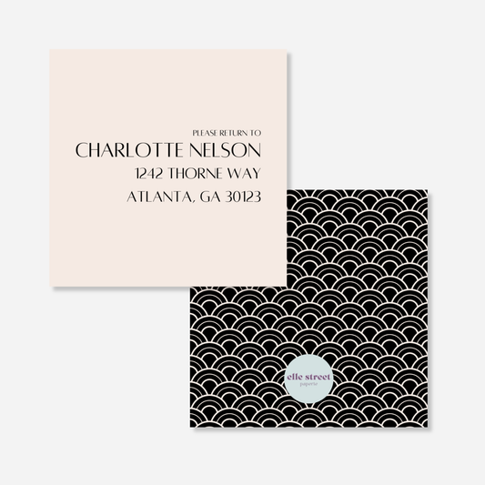 Black Pattern Address Bag Tag