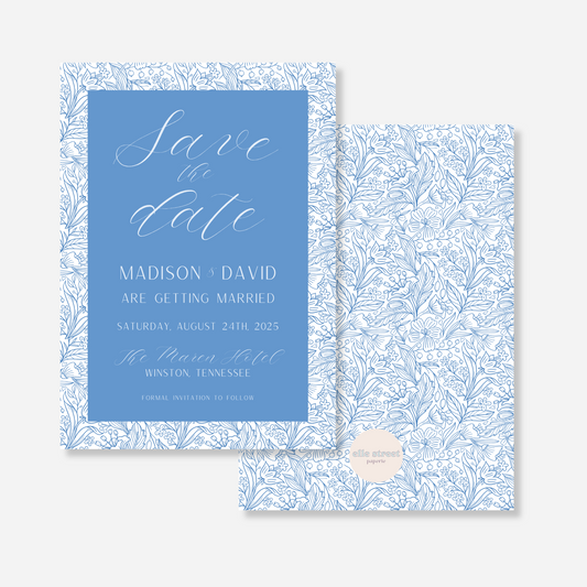 Blue Floral Save the Date