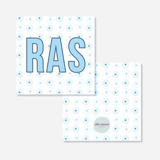 Blue Flower Initial Bag Tag