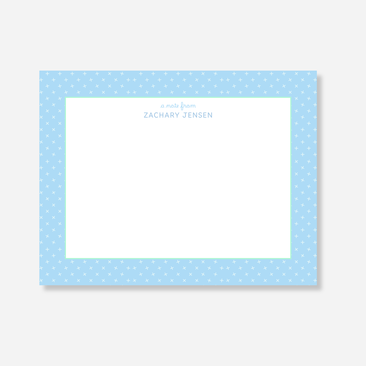 Blue Plus Name Note Card
