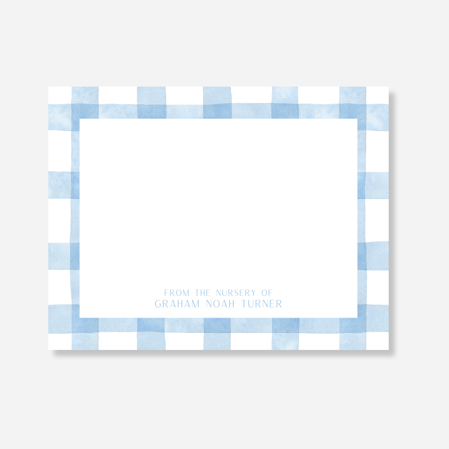 Blue Gingham Nursery Note Card