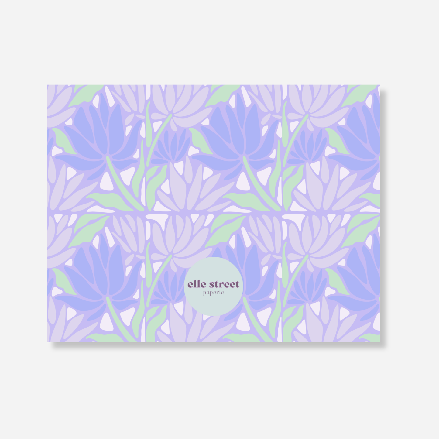 Bright Purple Floral Name Note Card