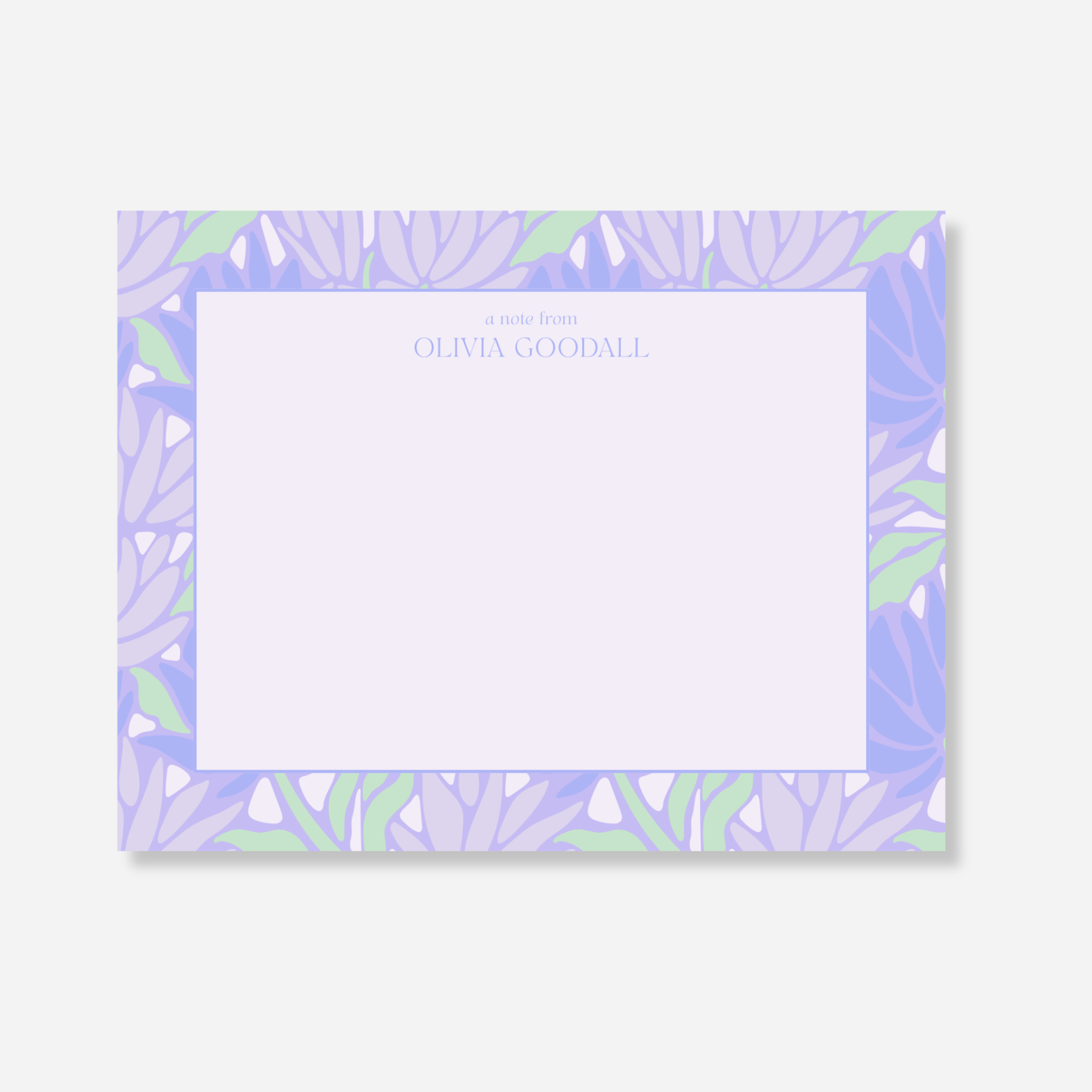 Bright Purple Floral Name Note Card
