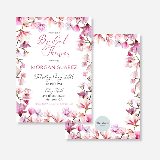 Fuchsia Flower Bridal Shower Invitation