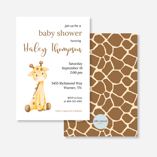 Giraffe Baby Shower Invitation