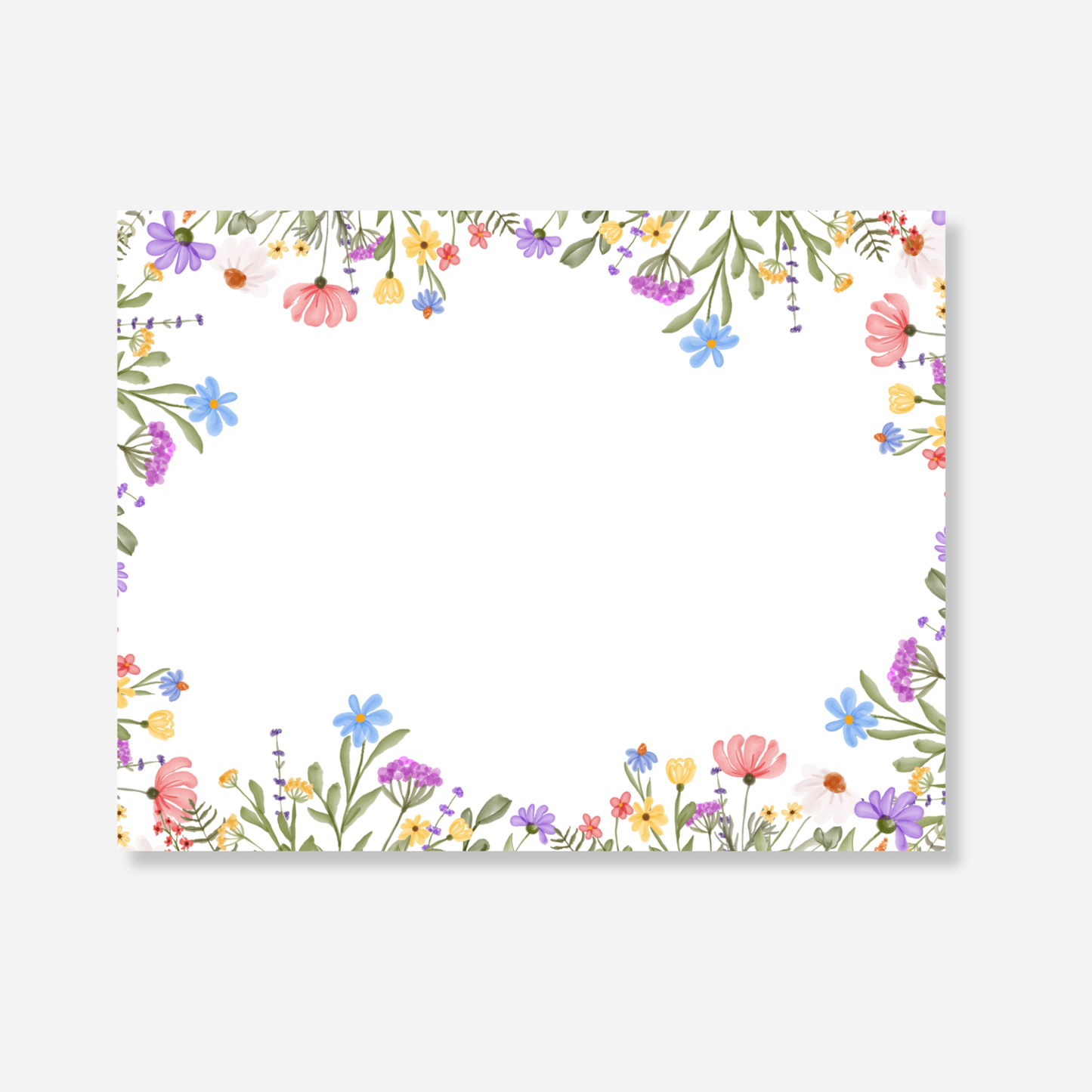 Green Floral Blank Note Card