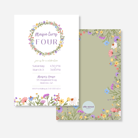 Green Floral Birthday Invitation