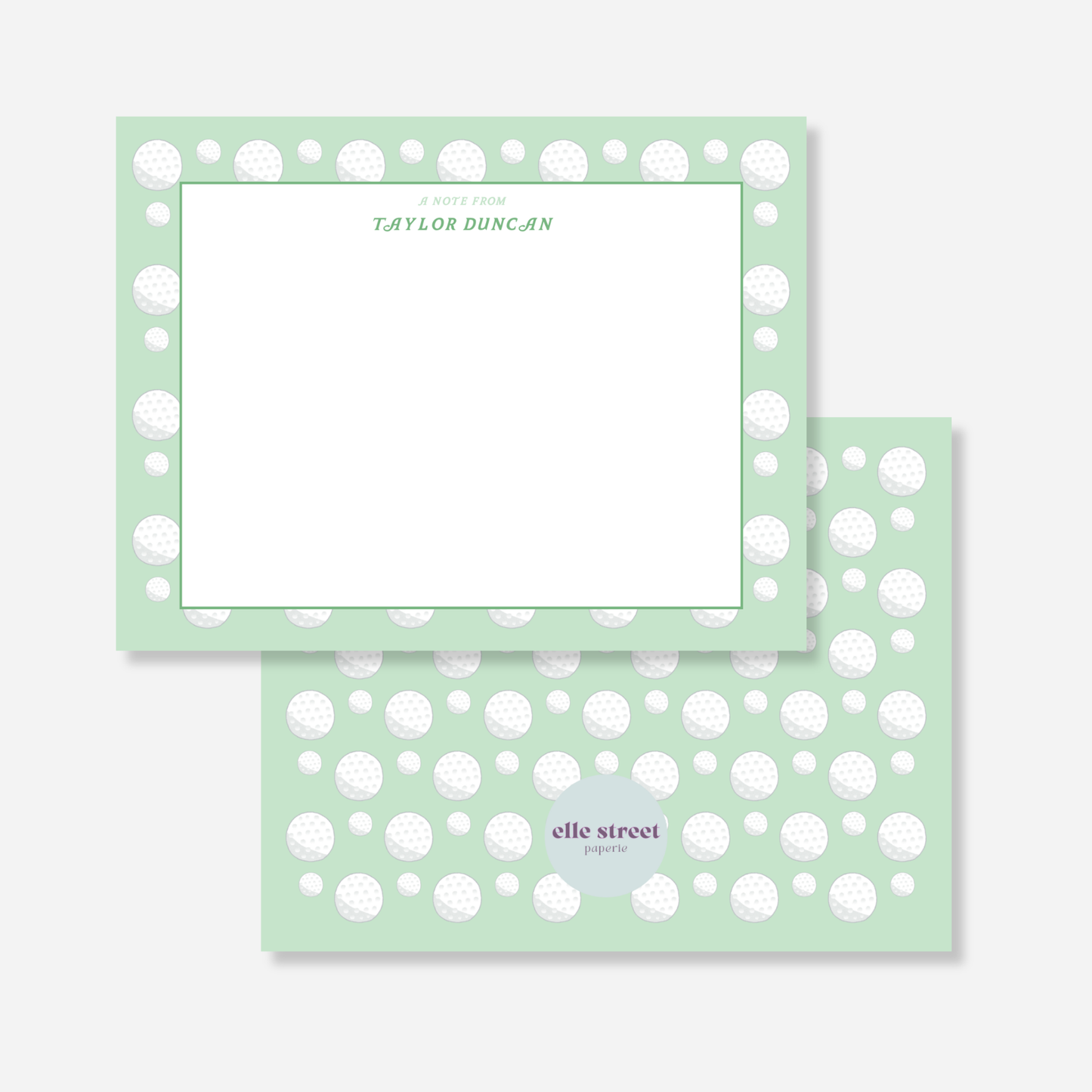 Green Golf Name Note Card