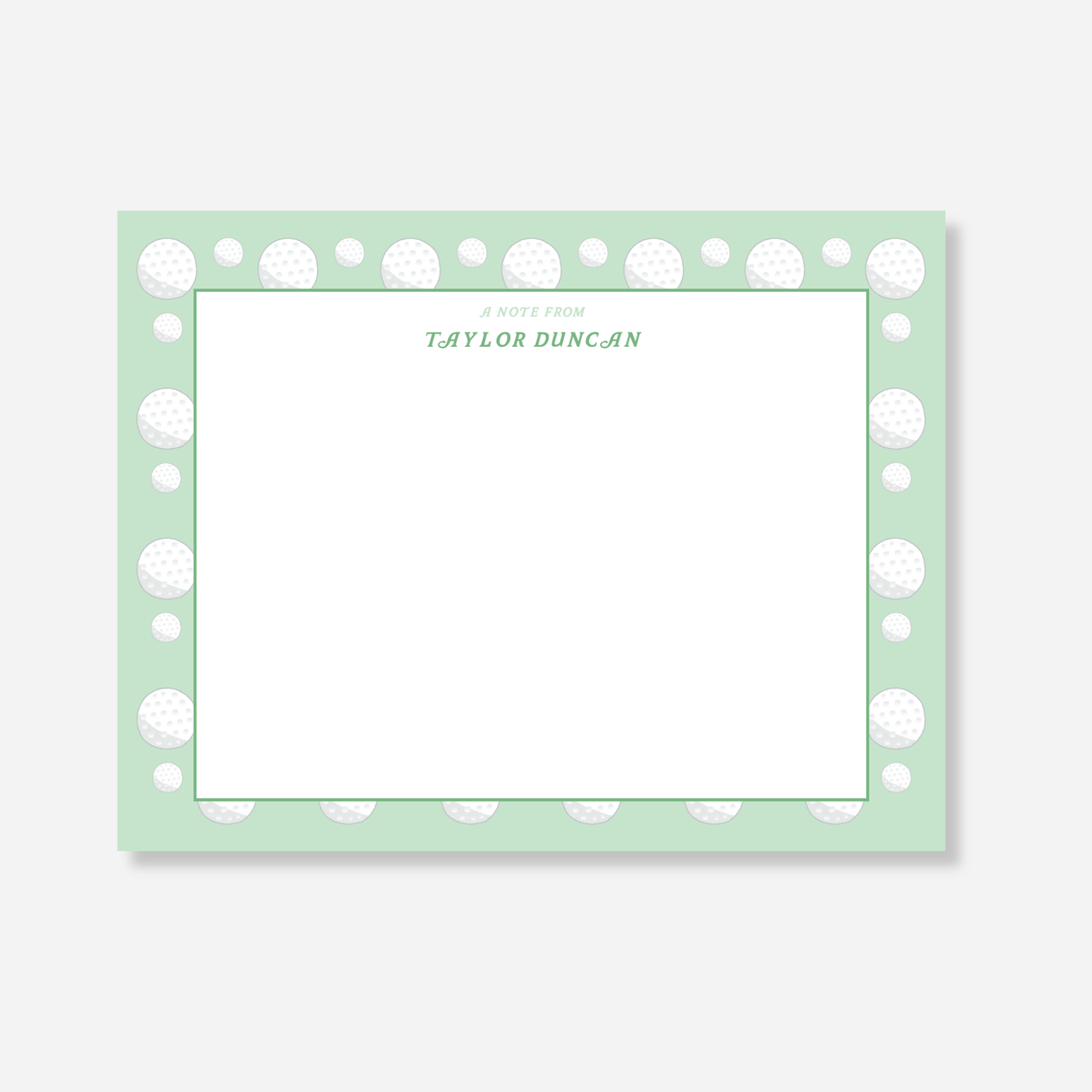 Green Golf Name Note Card