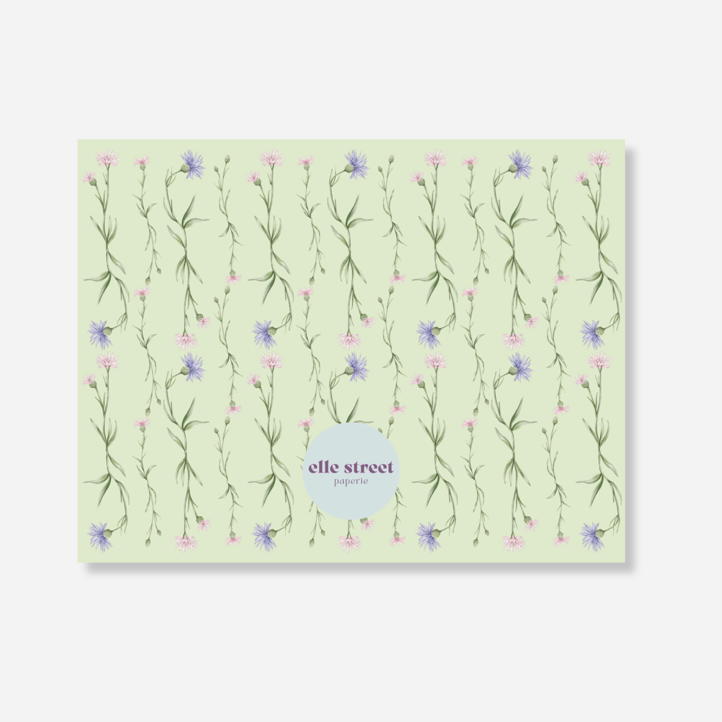 Green Floral Scalloped Personalized Note Card