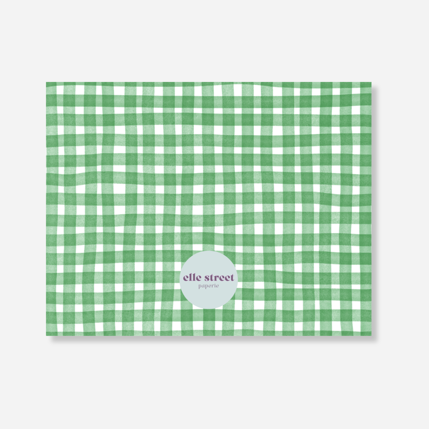 Green Gingham Nursery Note Card