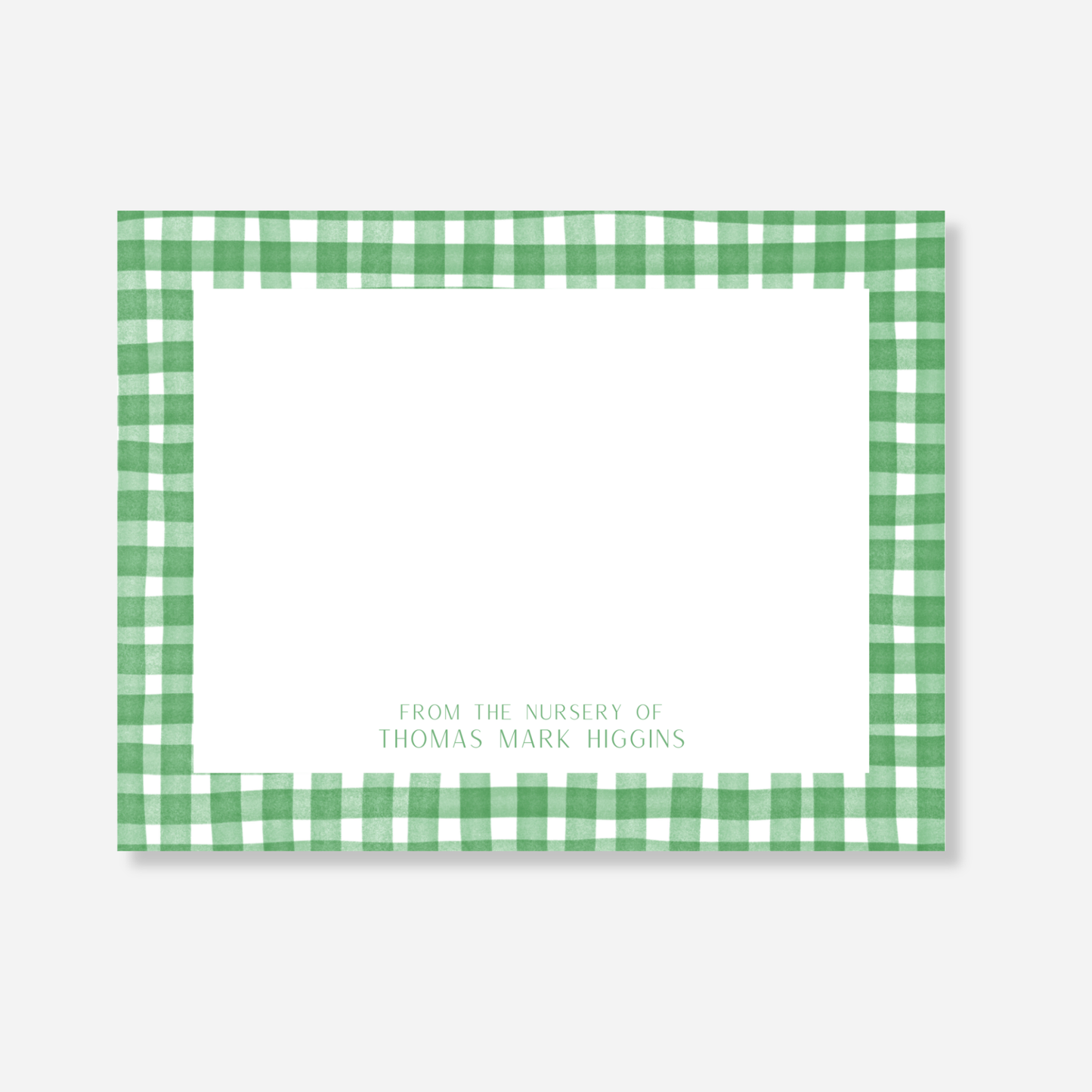 Green Gingham Nursery Note Card