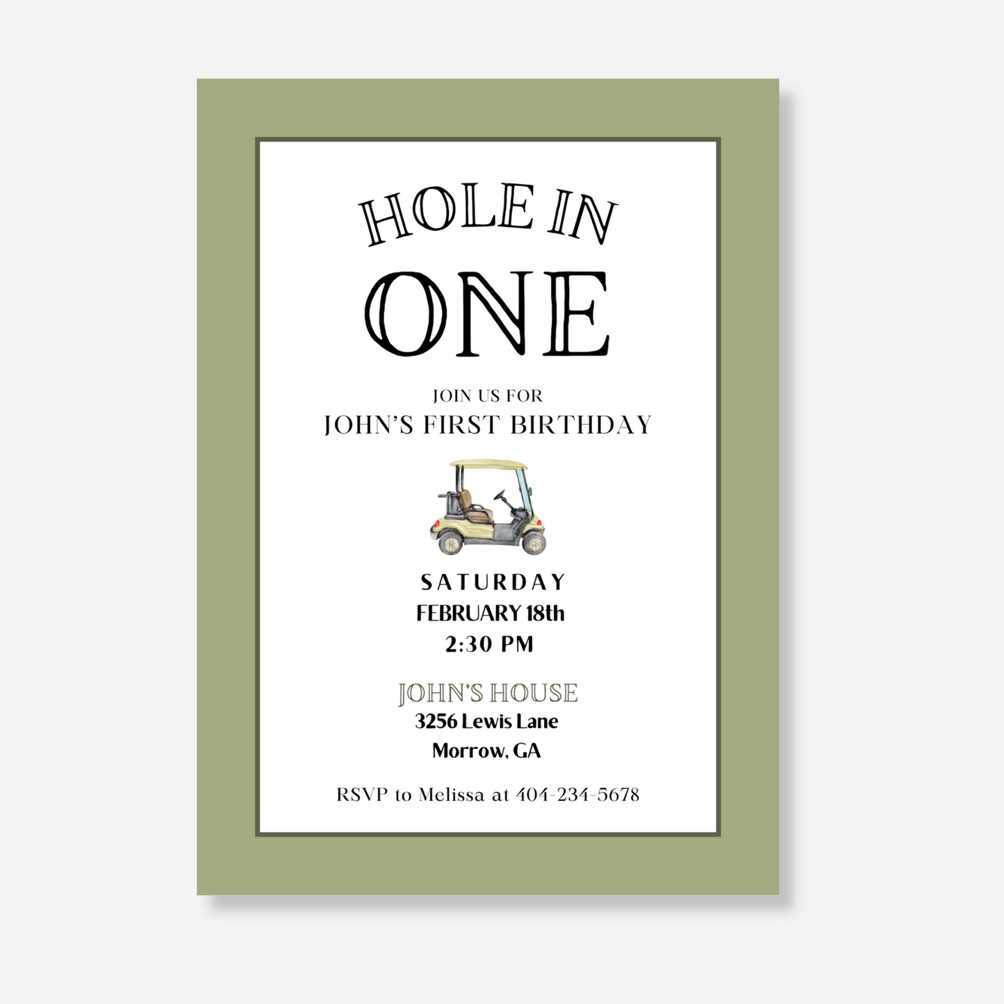 Hole in One Birthday Invitation