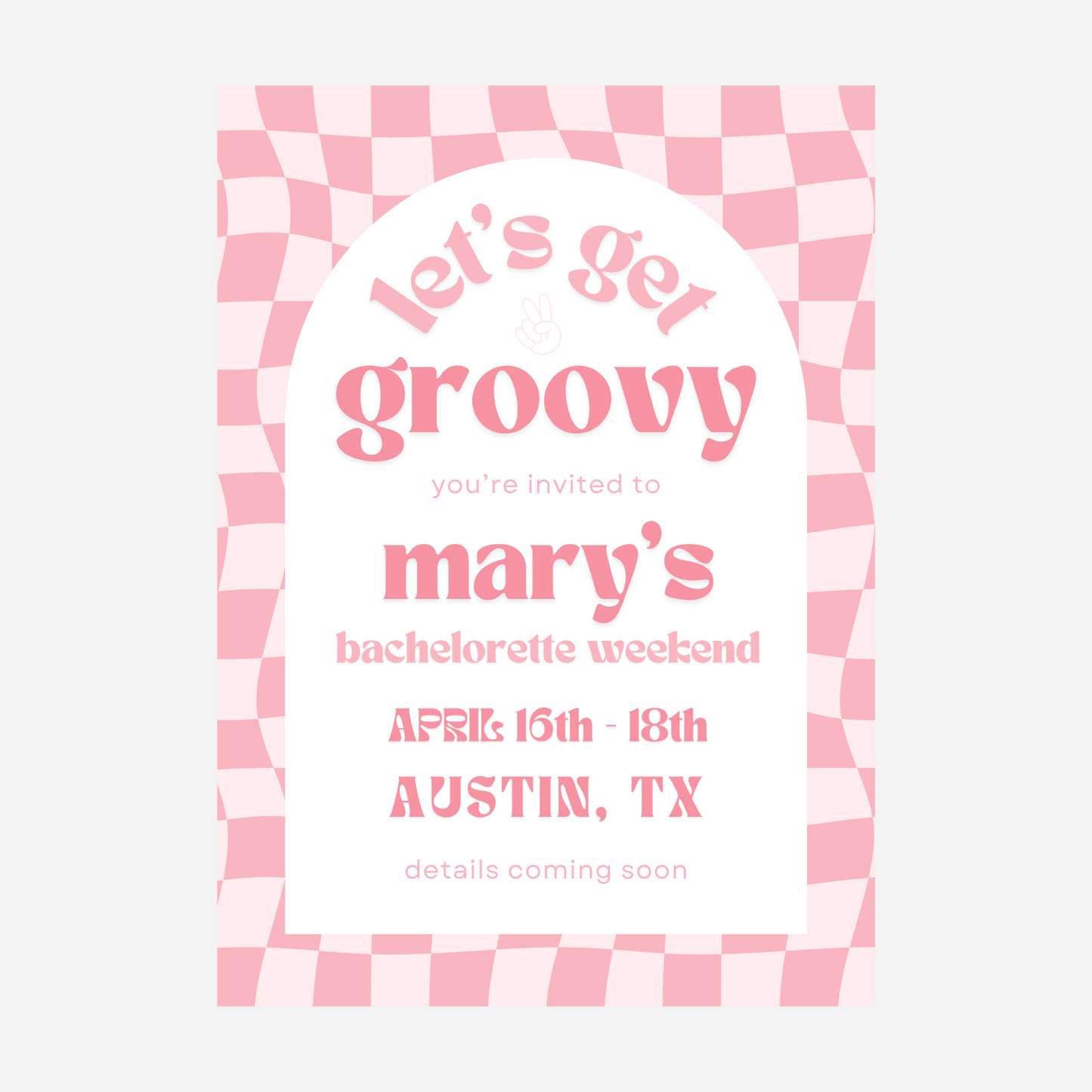Let's Get Groovy Bachelorette Invitation