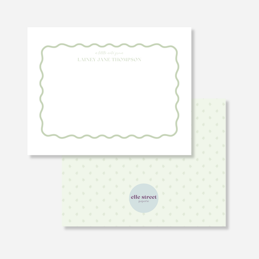 Light Green Squiggle Name Note Card