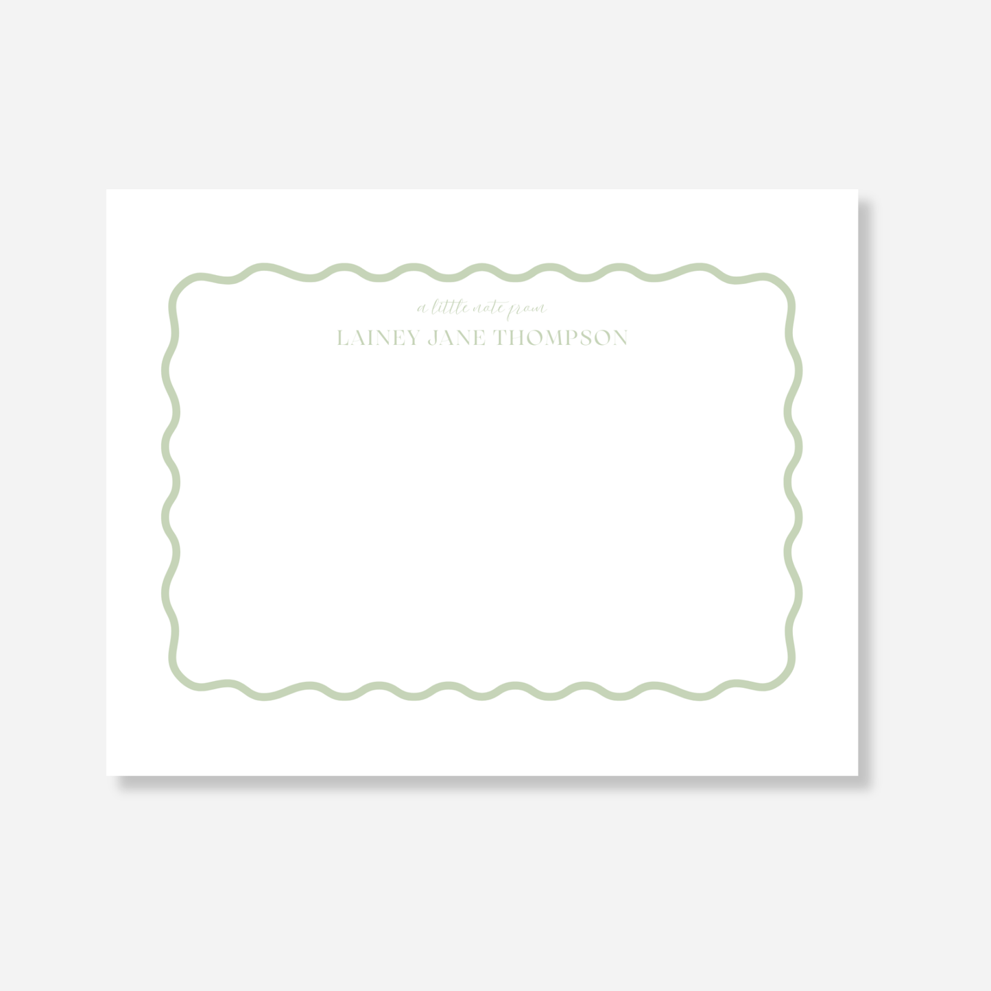 Light Green Squiggle Name Note Card