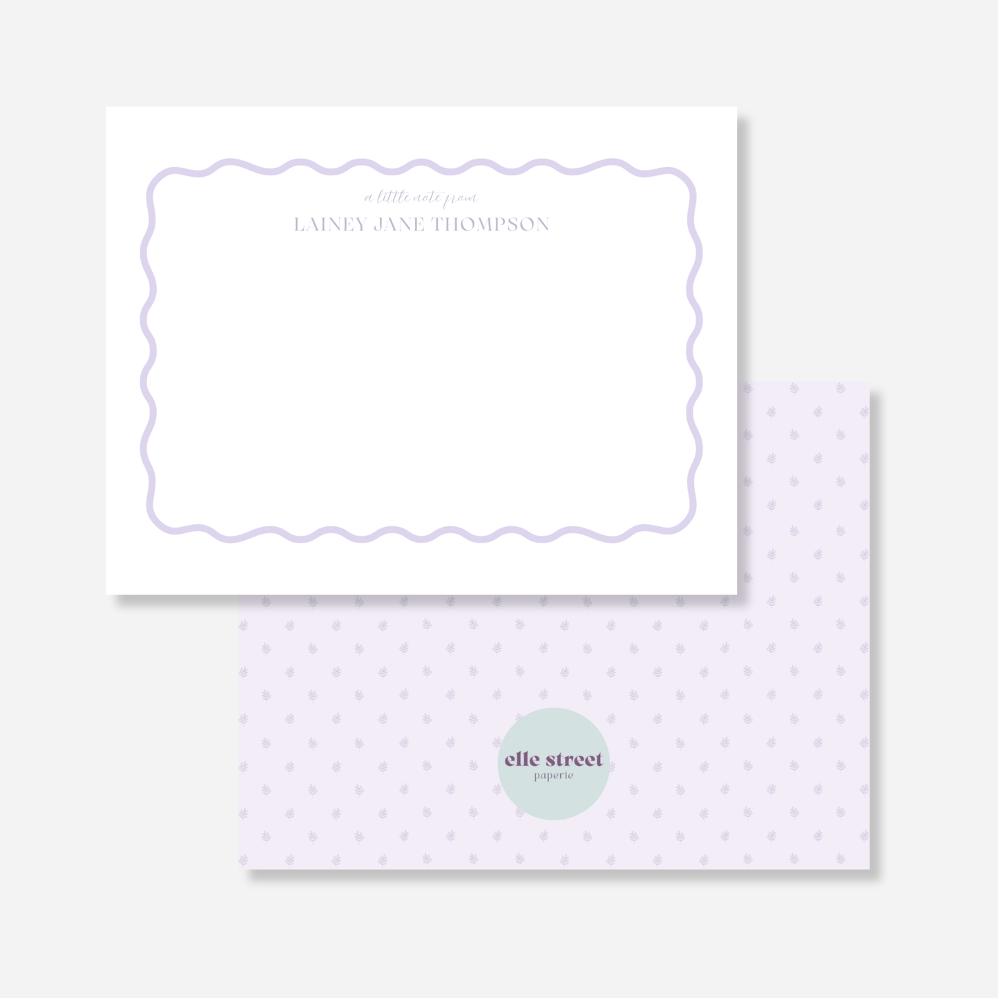 Light Purple Squiggle Personalized Note Card