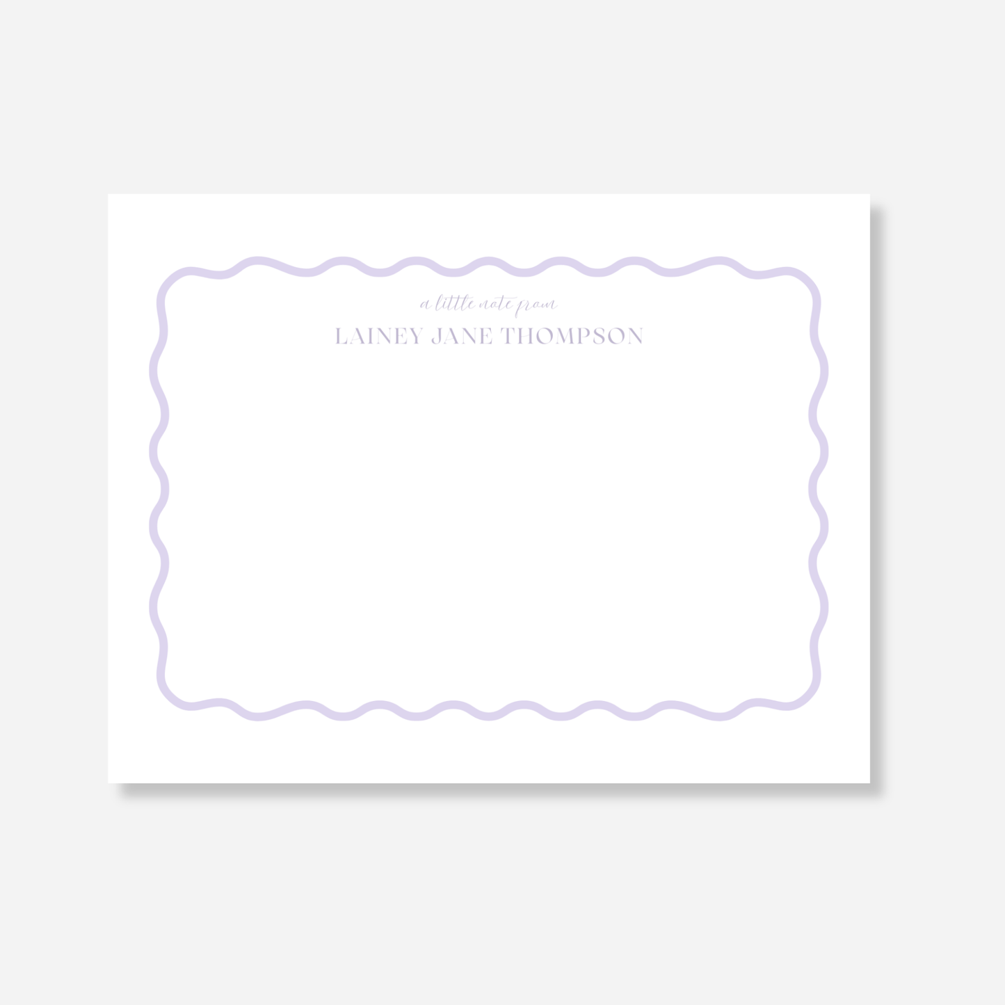 Light Purple Squiggle Personalized Note Card