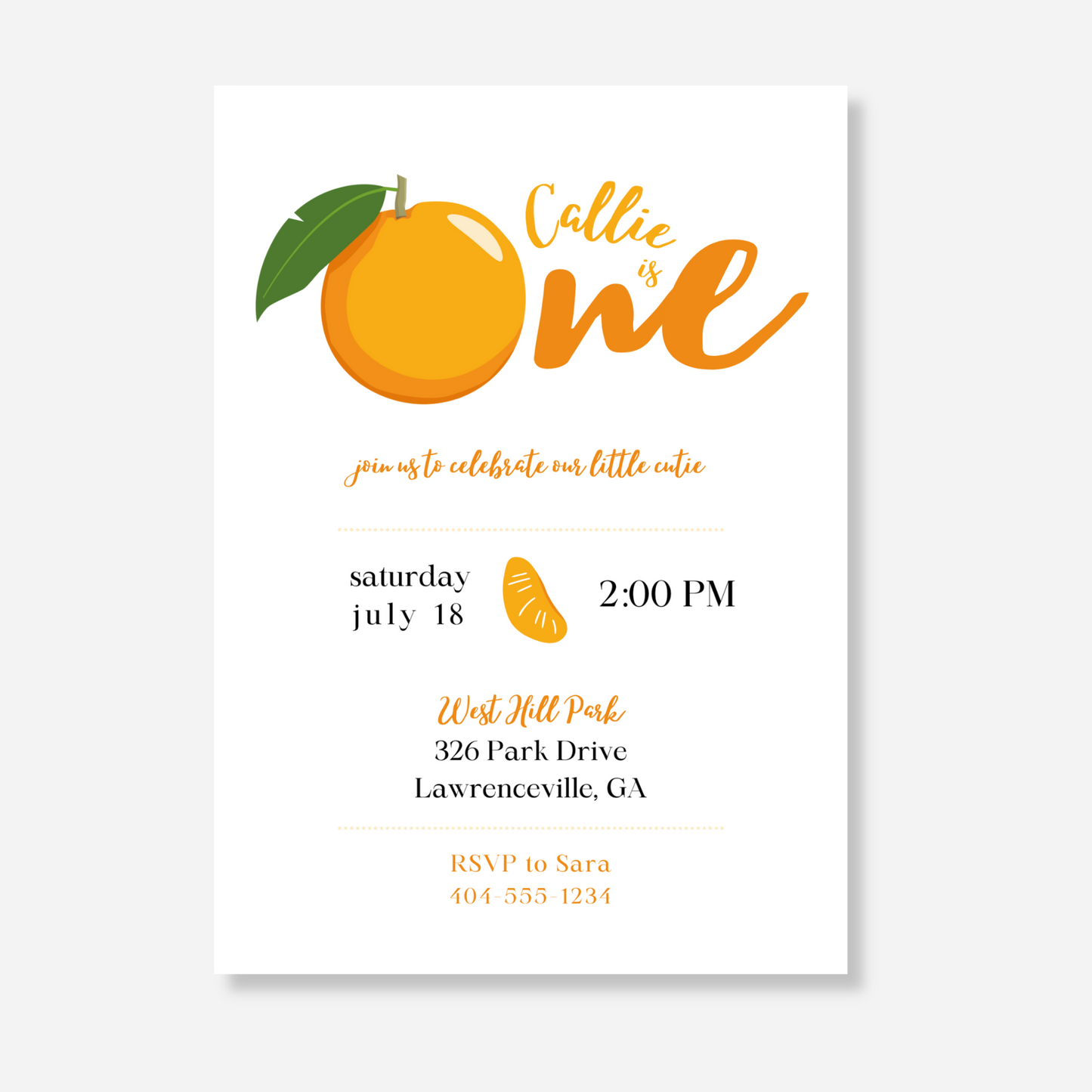 Little Cutie Birthday Invitation