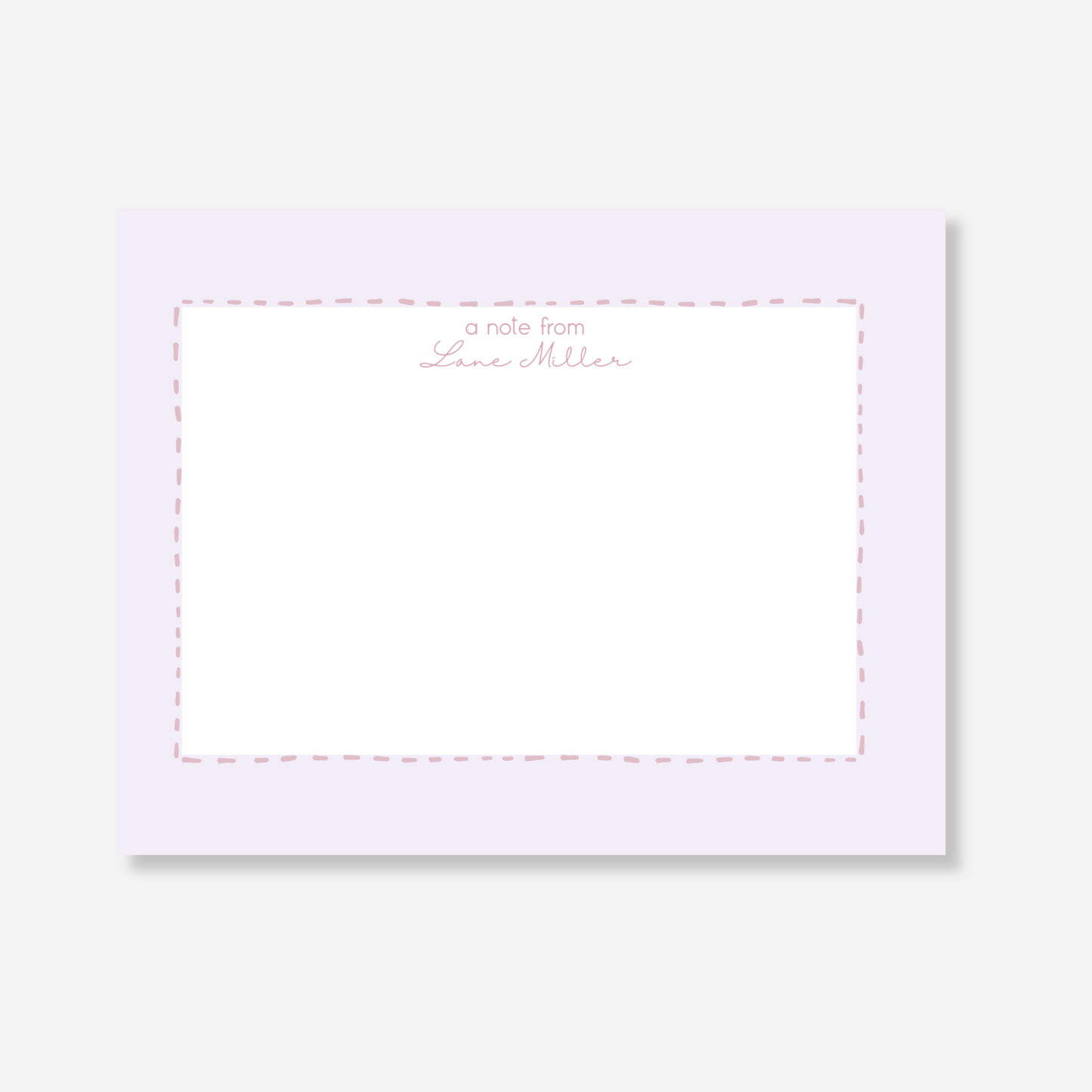 Soft Mauve Dash Personalized Note Card