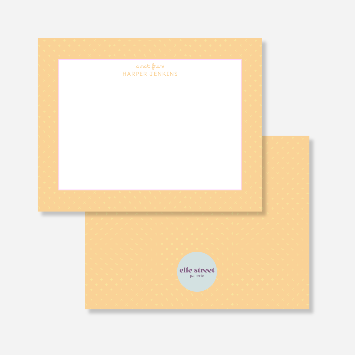 Orange Plus Name Note Card
