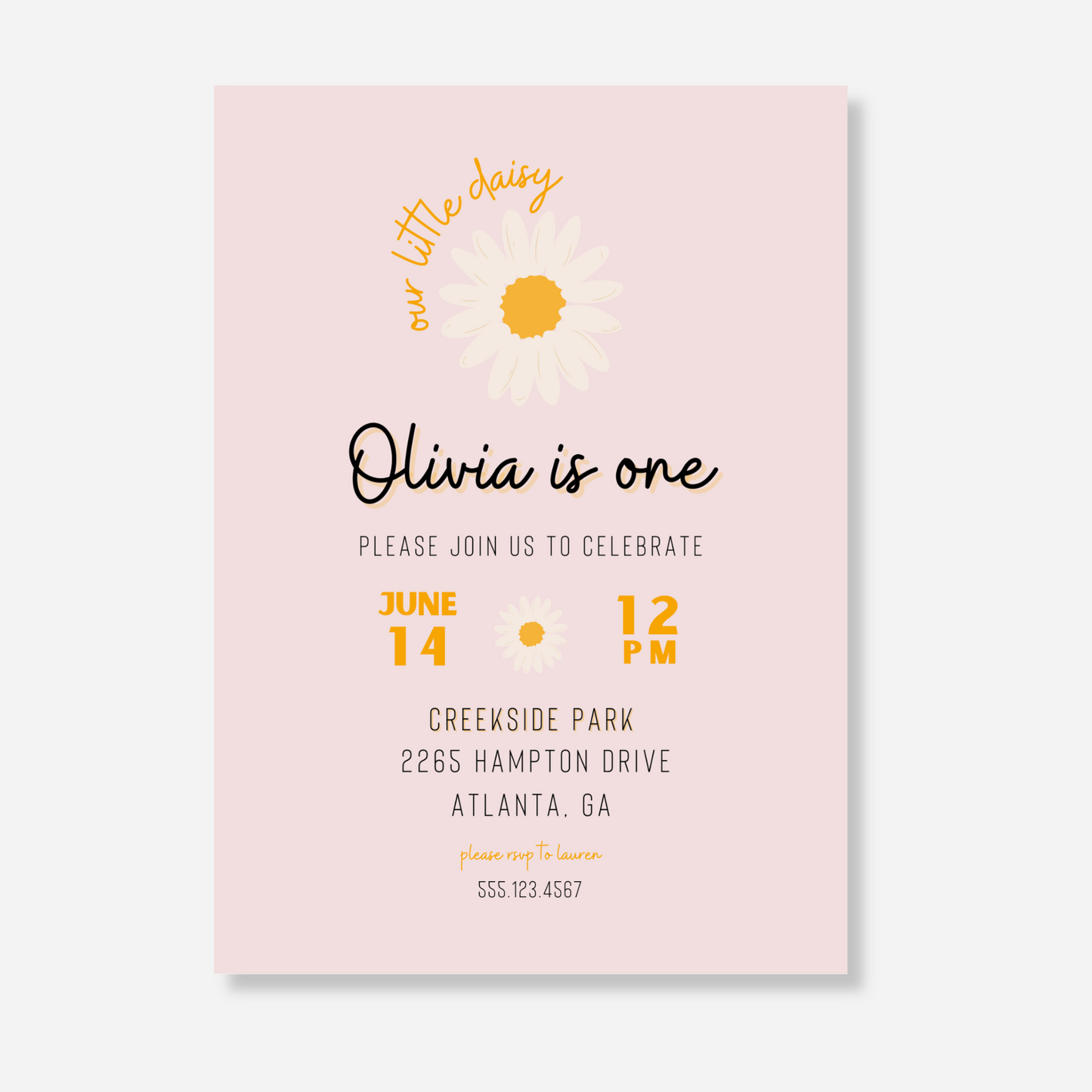 Our Little Daisy Birthday Invitation