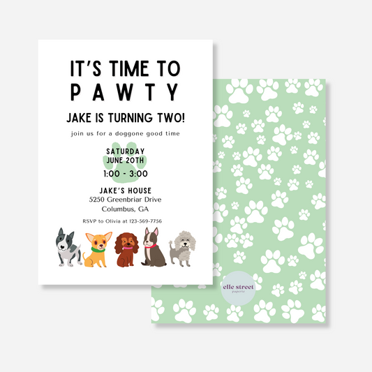 Pawty Time Birthday Invitation