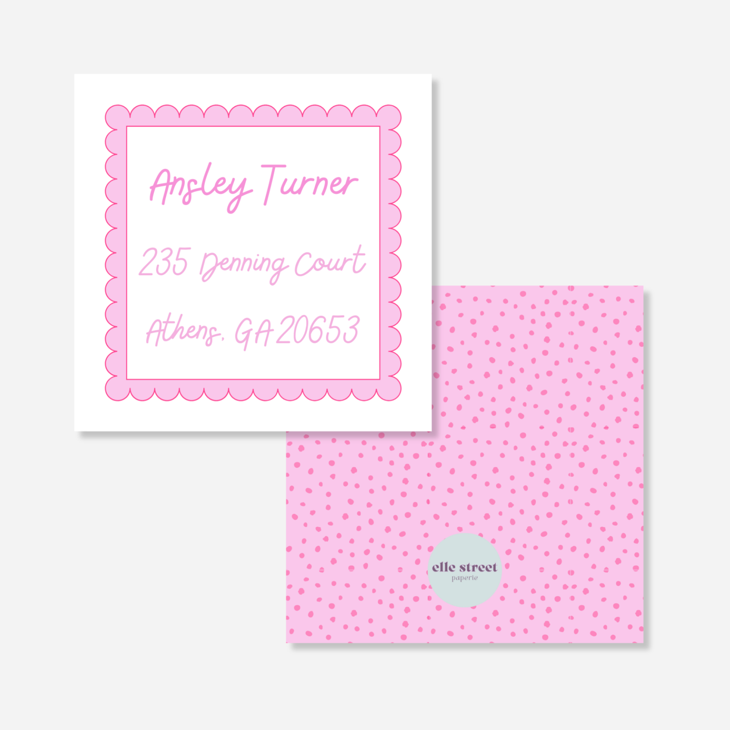 Pink Border Address Bag Tag
