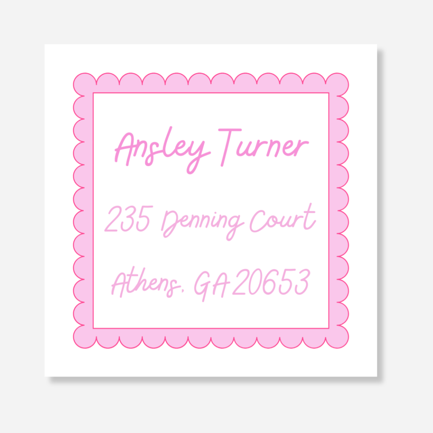 Pink Border Address Bag Tag