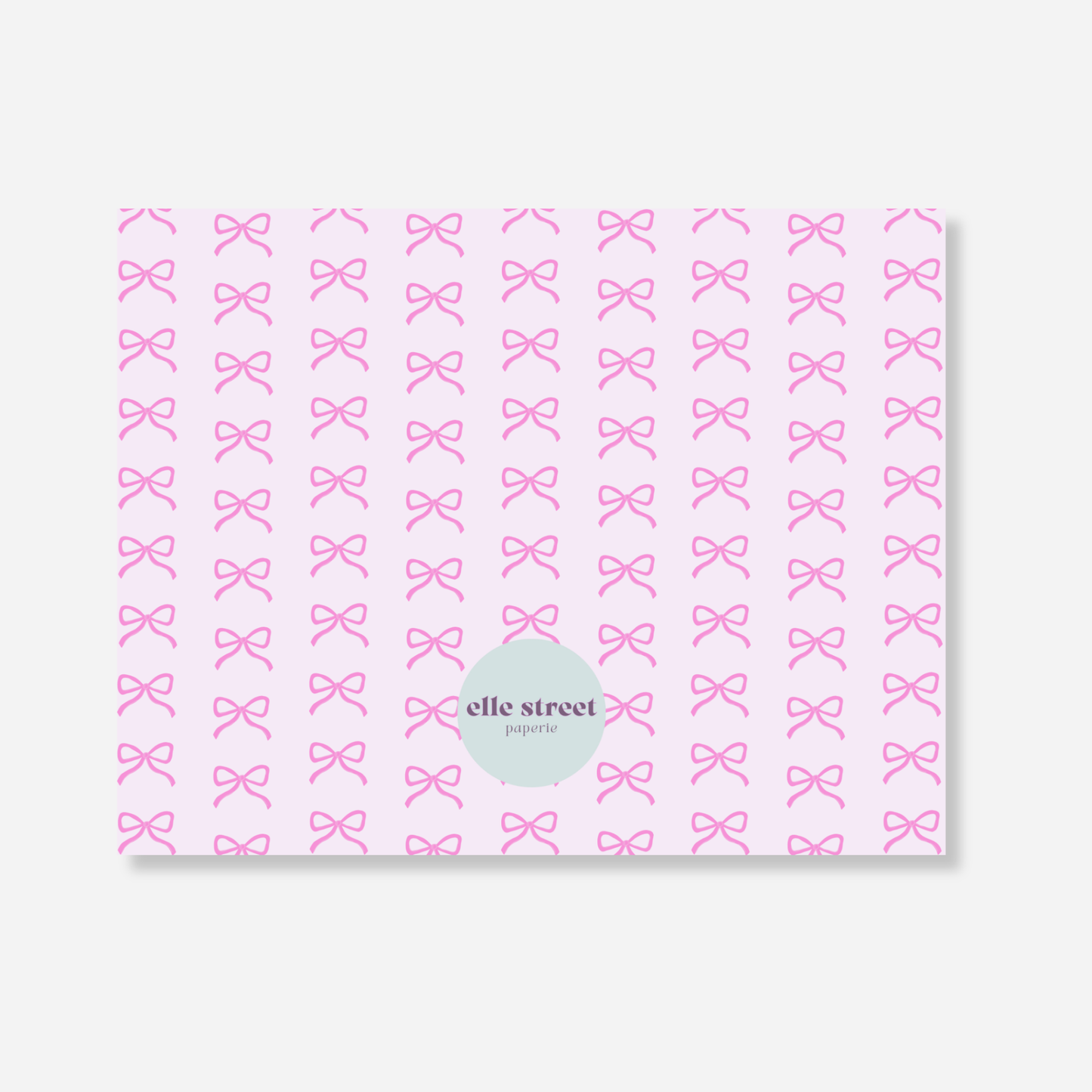 Pink Bow Name Note Card
