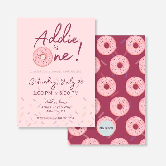 Pink Donut Birthday Invitation