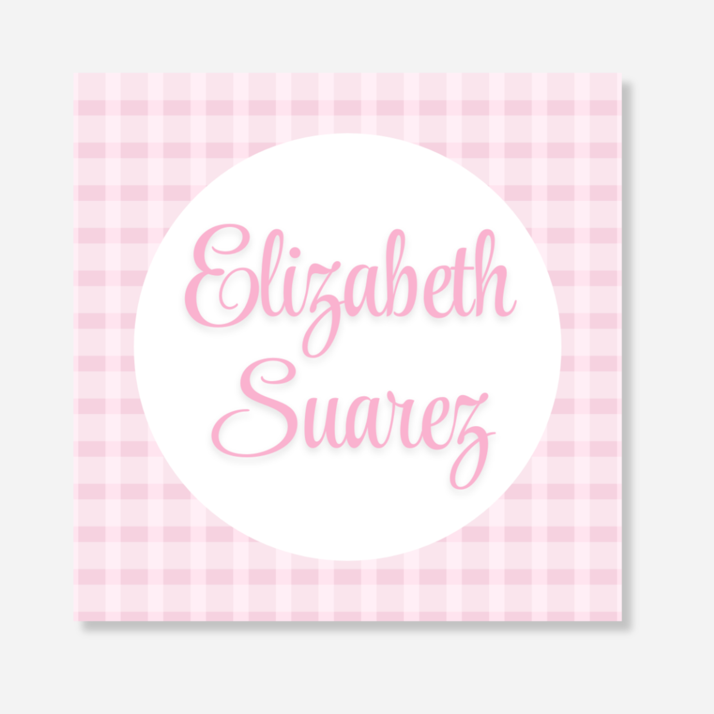 Pink Gingham Initial Bag Tag