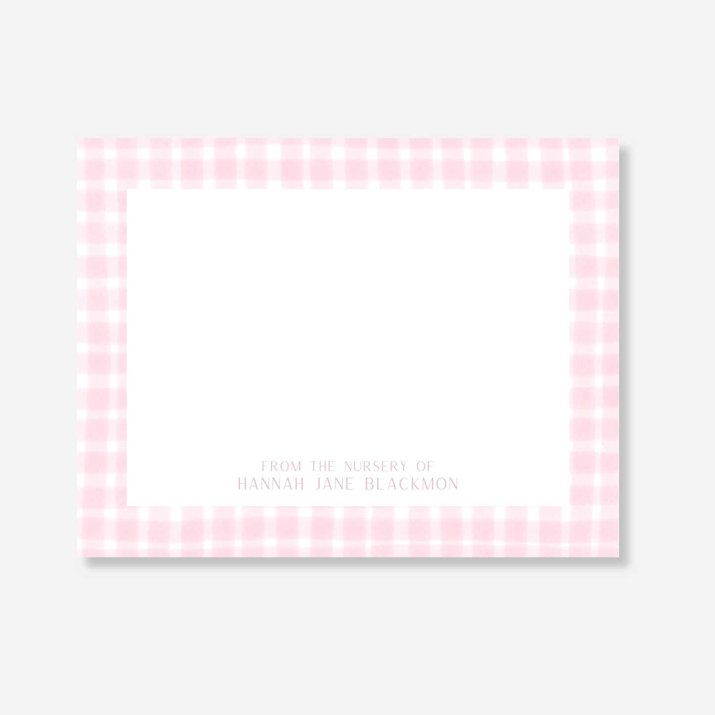 Pink Gingham Nursery Note Card