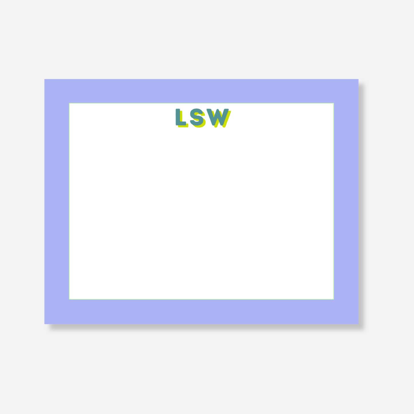 Purple Bold Initial Personalized Note Card