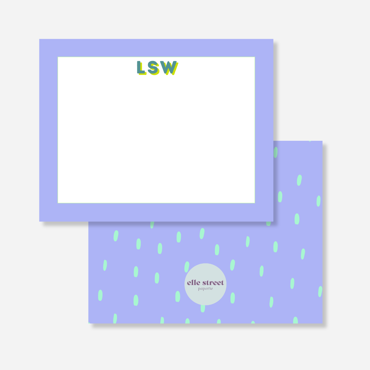 Purple Bold Initial Personalized Note Card
