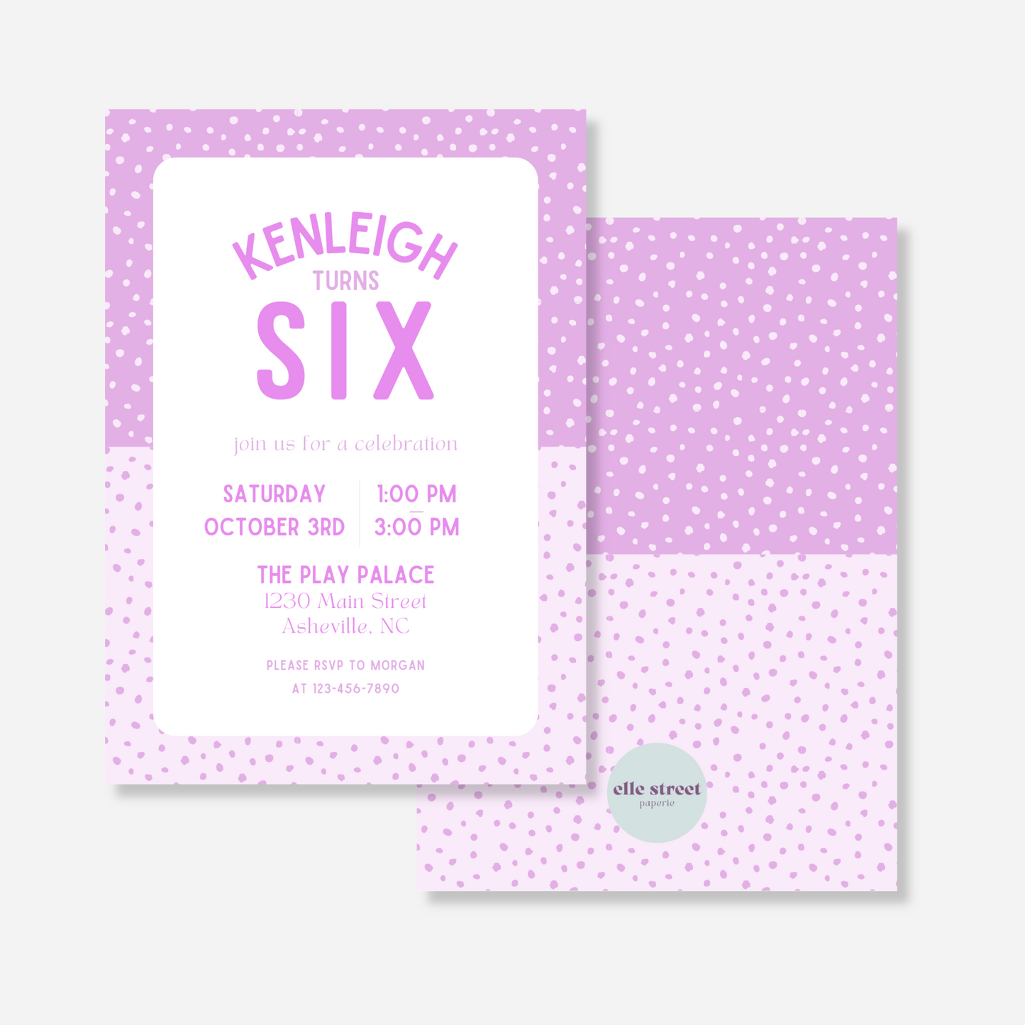 Purple Dots Birthday Invitation