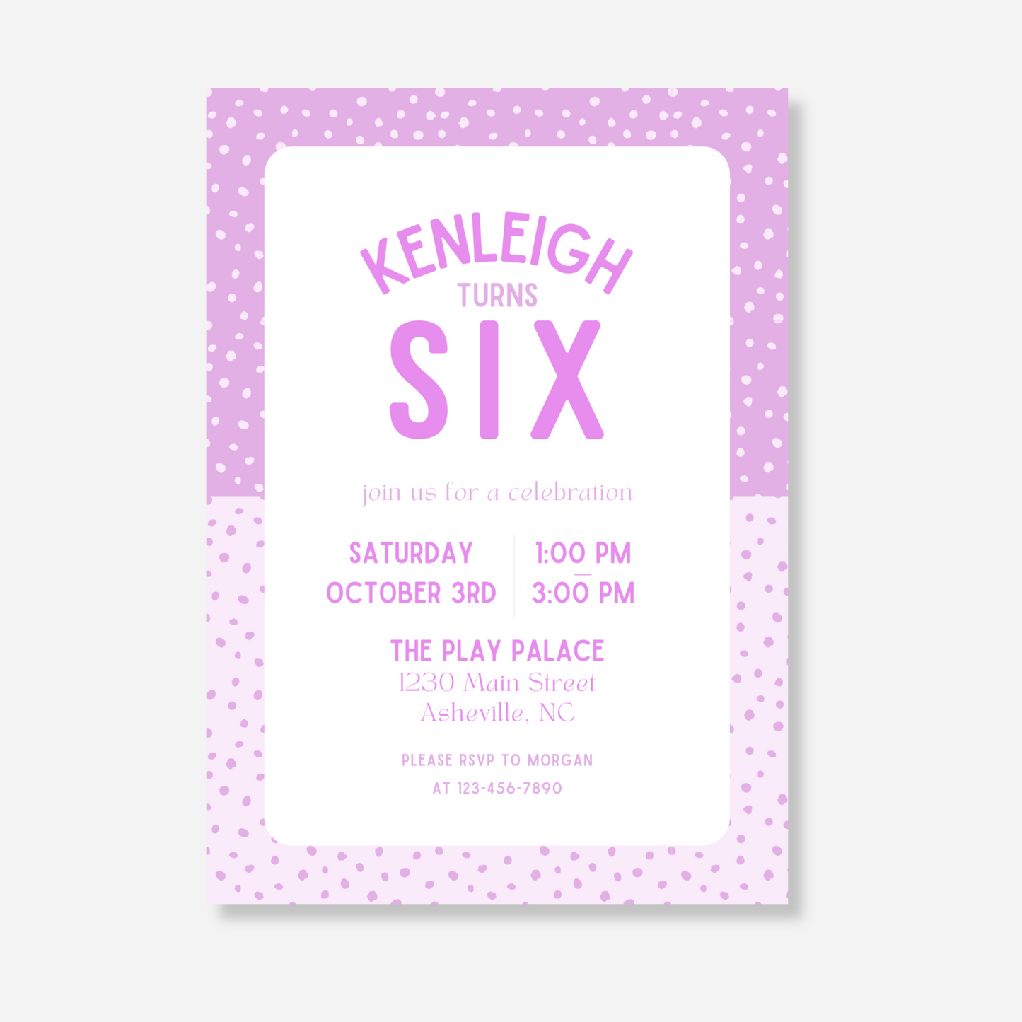 Purple Dots Birthday Invitation