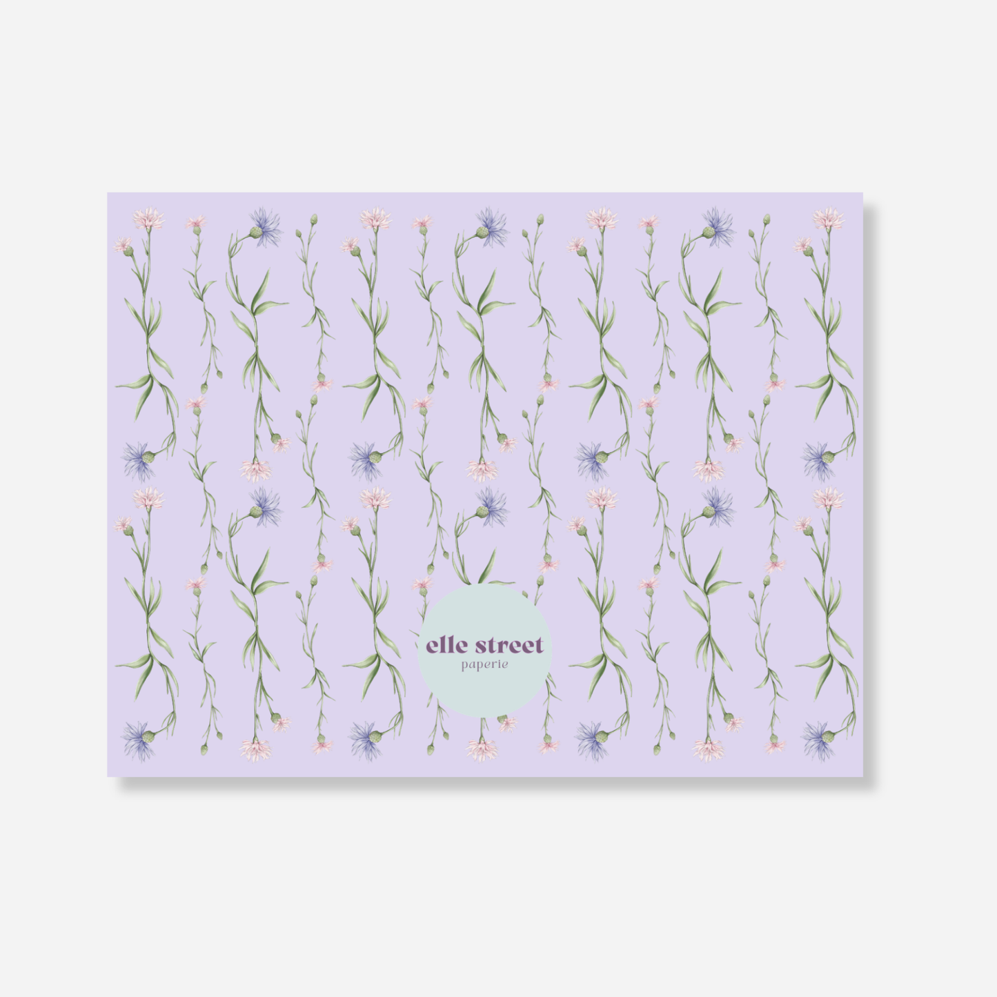 Purple Floral Scalloped Personalized Note Card