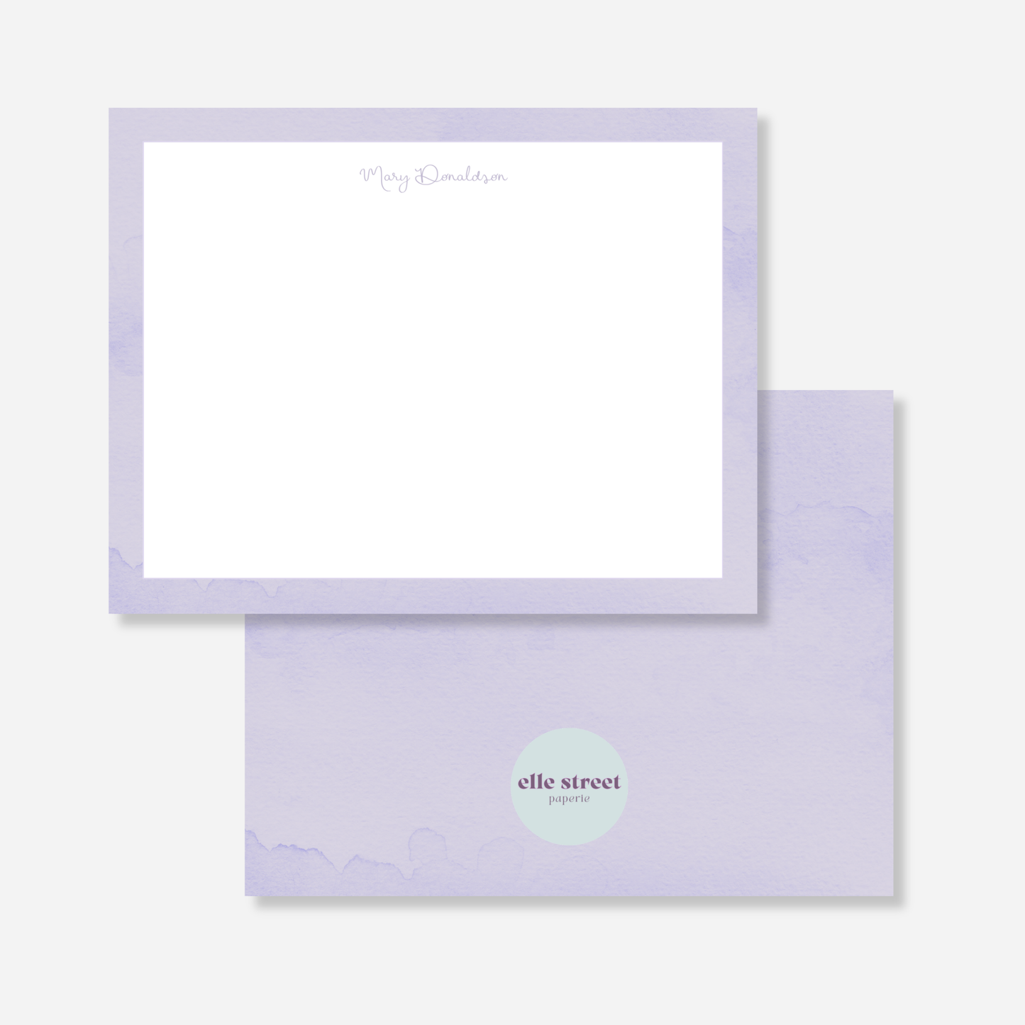Purple Watercolor Personalized Note Card