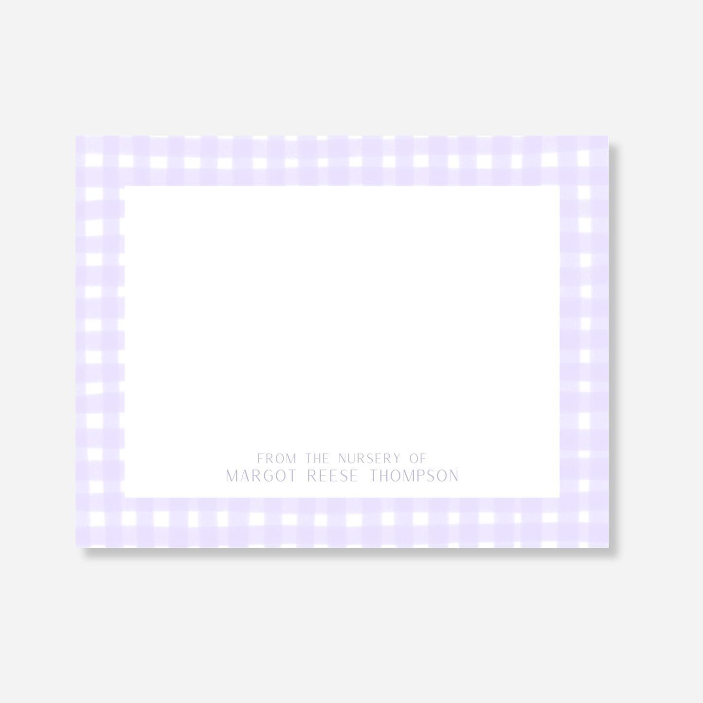 Purple Gingham Nursery Note Card
