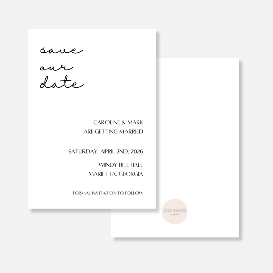 Simple Black White Save the Date
