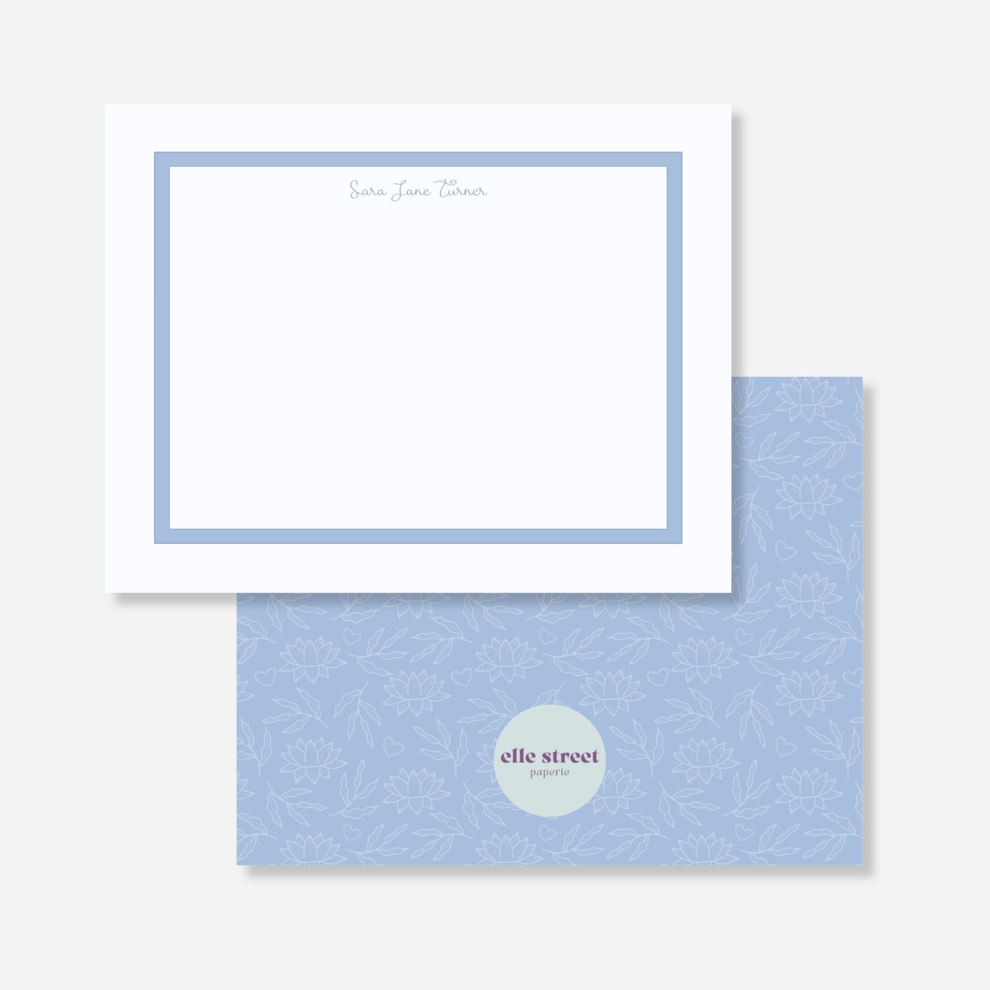 Simple Blue Border Personalized Note Card