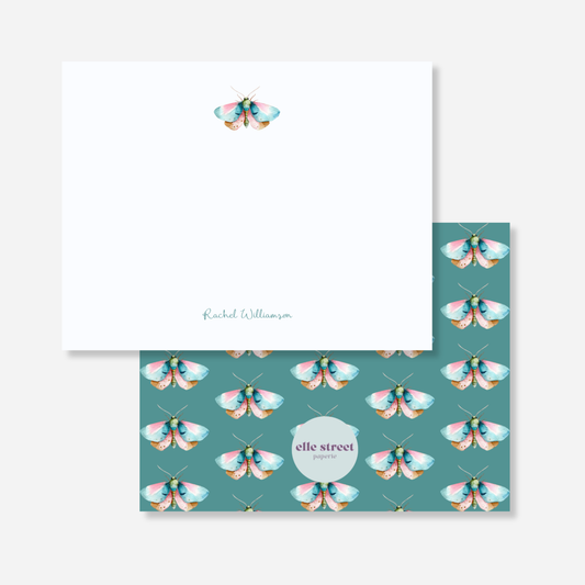 Colorful Moth Personalized Note Card