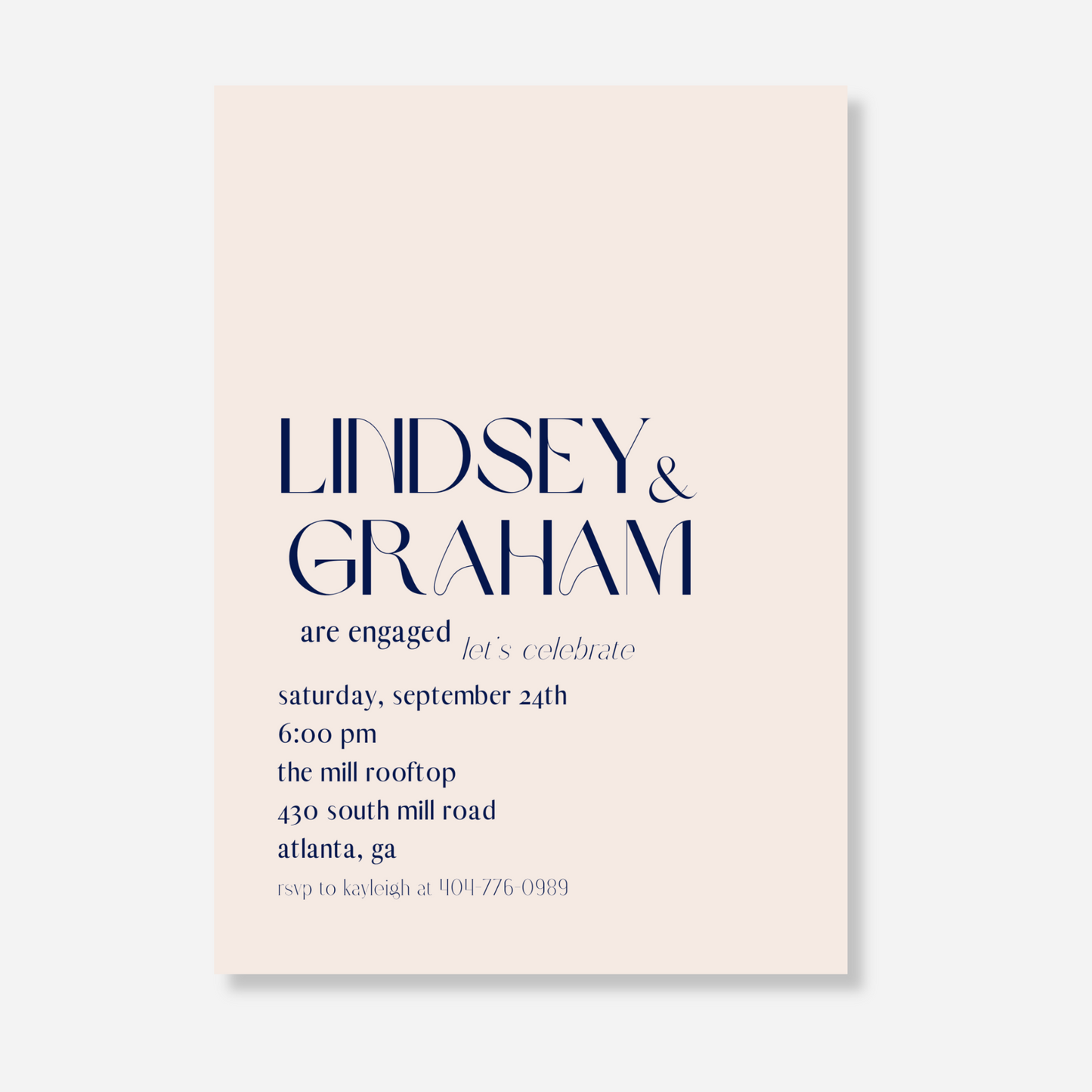 Simple Navy Engagement Party Invitation