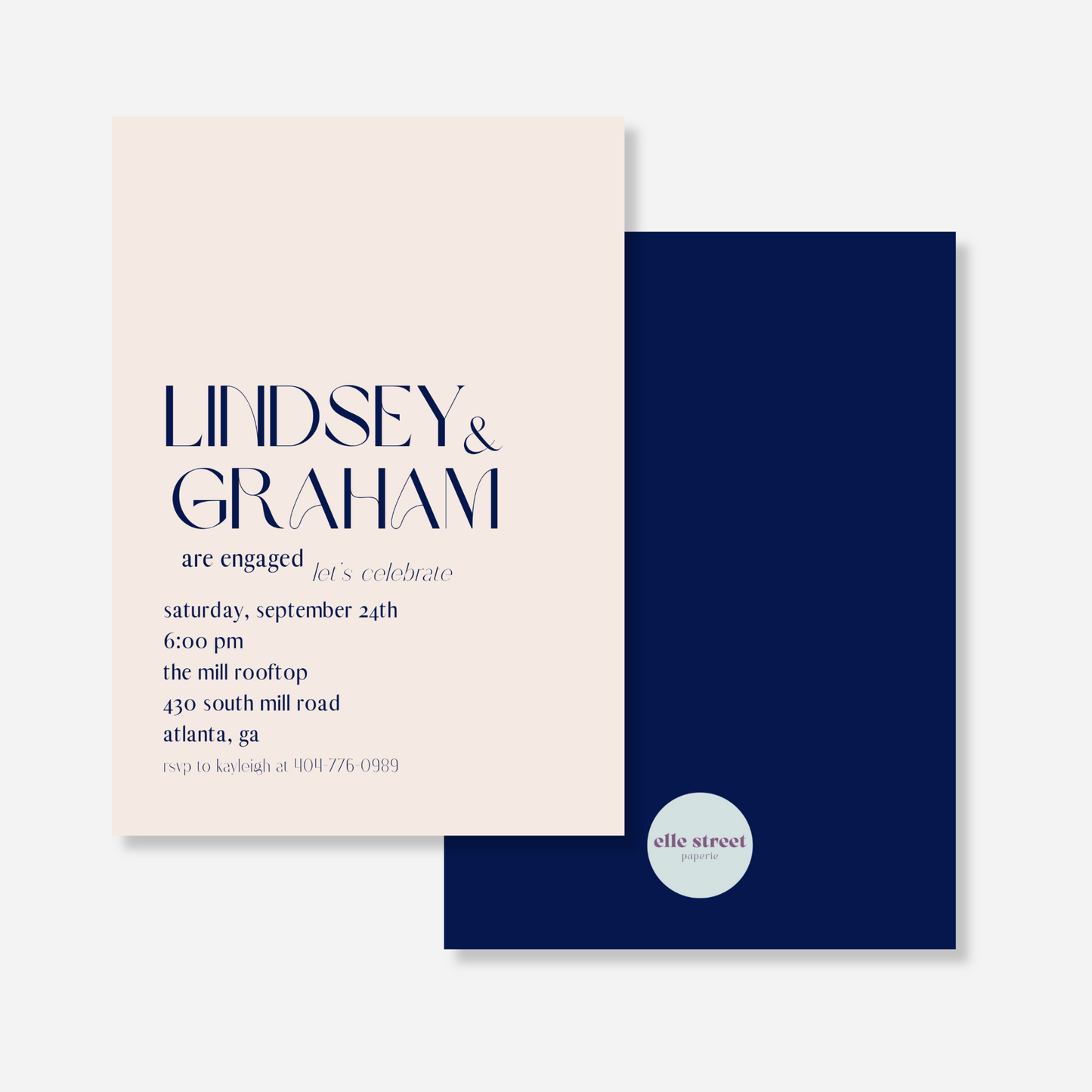 Simple Navy Engagement Party Invitation