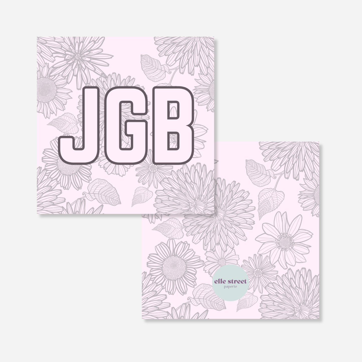 Soft Purple Floral Initial Bag Tag