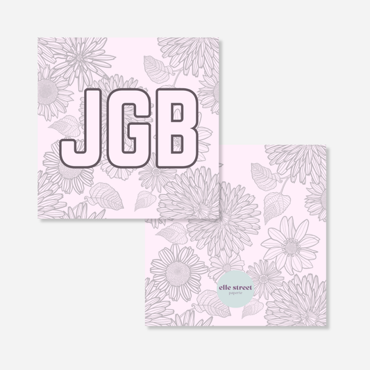 Soft Purple Floral Initial Bag Tag