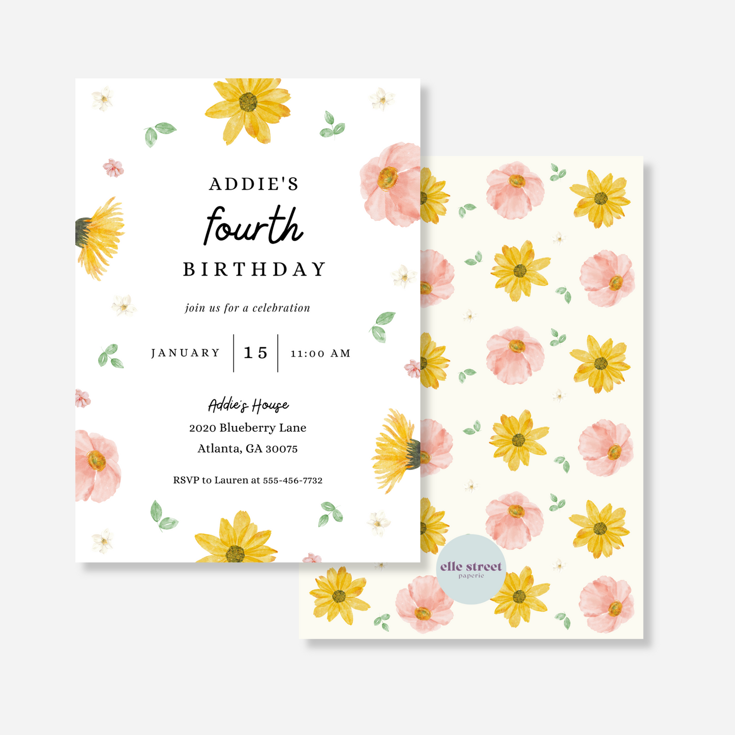 Soft Floral Birthday Invitation