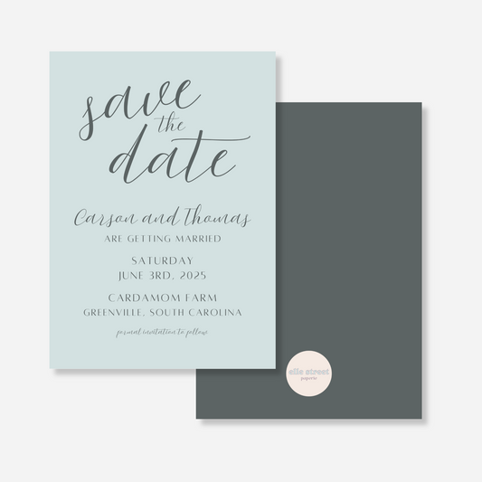 Soft Teal Save the Date